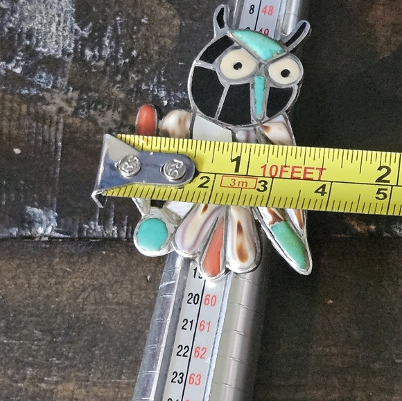 Huge Zuni Vintage S. Esalio Signed Owl Ring - Picture 8 of 8